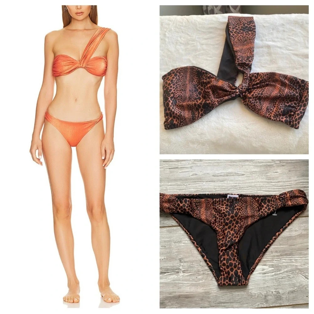 New! Set! Baobab maple brown black animal print bikini 14077
